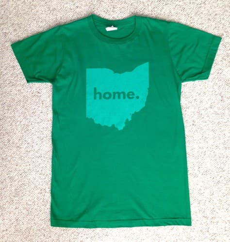 New HOME OHIO T-SHIRT state outline map green ou bobcats color ADULT XS UNISEX — ohio fan gear