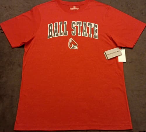 NWT Men's Lg Colosseum Ball State University Cardinals Graphic T Shirt NEW — ball-state fan gear