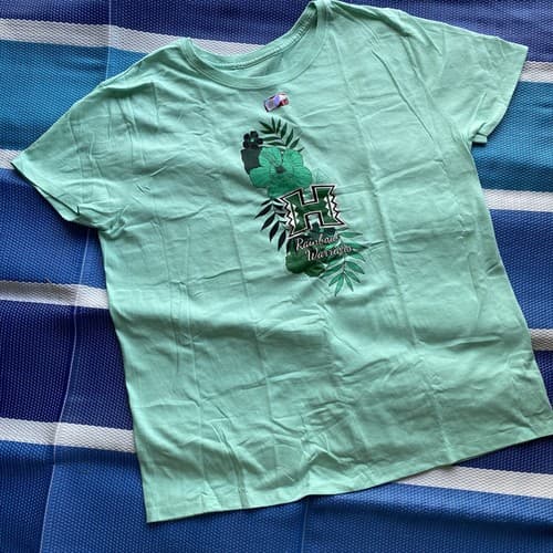 Hanes Tagless Light Blue Hawaii Rainbow Warriors Short Sleeve Size Xlarge  — hawaii fan gear