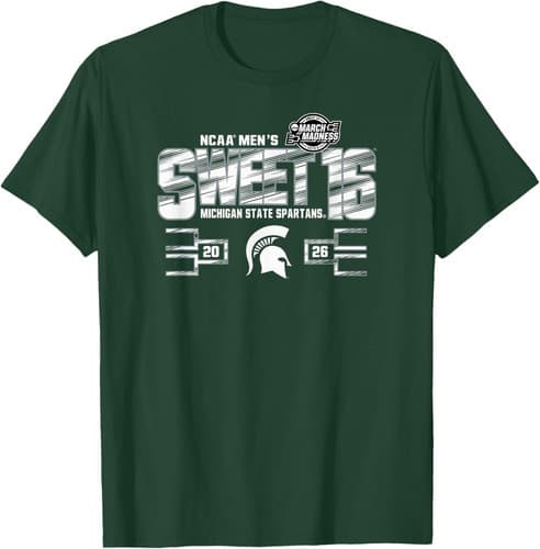 Michigan State Spartans Sweet 16 2026 Men's March Madness T-Shirt — michigan-state fan gear