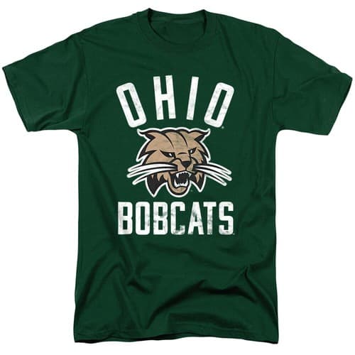 Ohio University Adult T-Shirt Bobcats Logo, Hunter Green, S-3XL — ohio fan gear