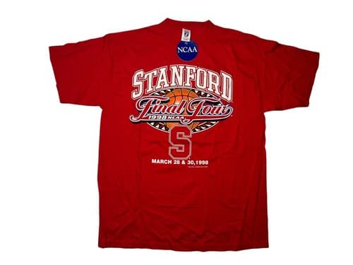 Vtg 90s 1998 FINAL 4 FOUR Team Red STANFORD CARDINAL BASKETBALL SHIRT Men XL Nwt — stanford fan gear