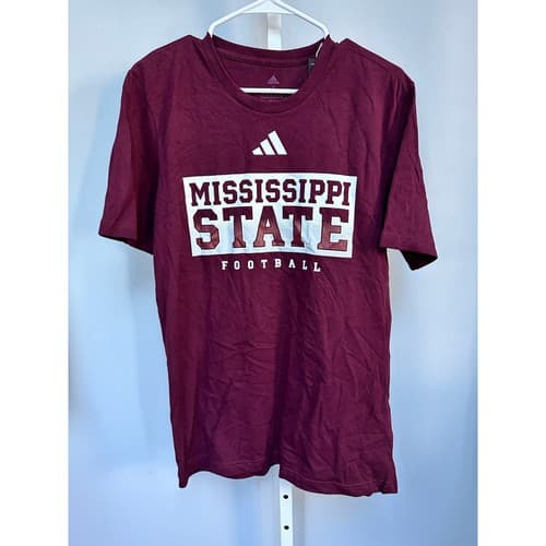 Adidas Mississippi State Football Maroon T-Shirt NCAA Bulldogs Mens S- BNWT $30 — mississippi-state fan gear