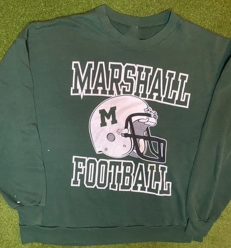 90s Marshall Thundering Herd Vintage Football Crewneck Sweatshirt — marshall fan gear