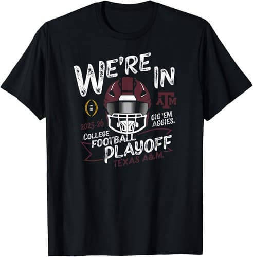 Texas A&M Aggies CFP College Football Playoff 2025-26 Black T-Shirt — texas-am fan gear