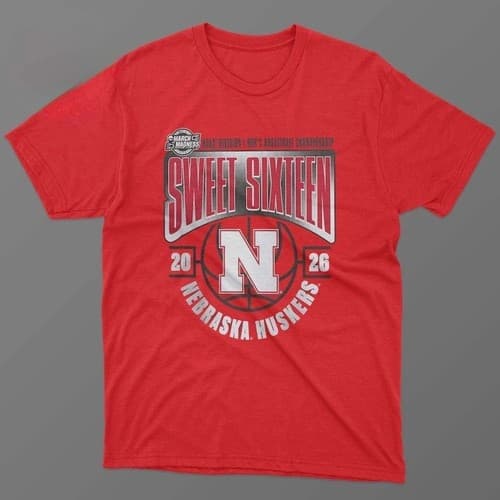 Nebraska Huskers Men's Basketball 2026 NCAA March Madness Sweet 16 T-Shirt — nebraska fan gear