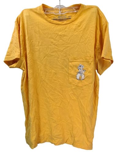 Retro Brand Men's Wyoming Cowboys Front Pocket Short Sleeve T-Shirt, Yellow, Med — wyoming fan gear
