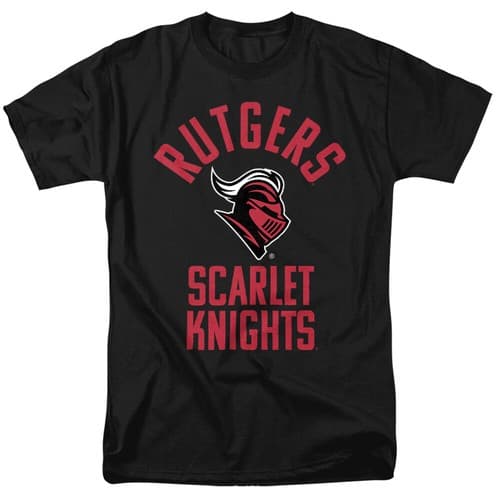 Rutgers University Adult T-Shirt Scarlet Knights Logo, Black, S-5XL — rutgers fan gear