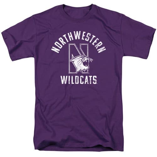 Northwestern University Adult T-Shirt Wildcats Logo, Purple, S-4XL — northwestern fan gear