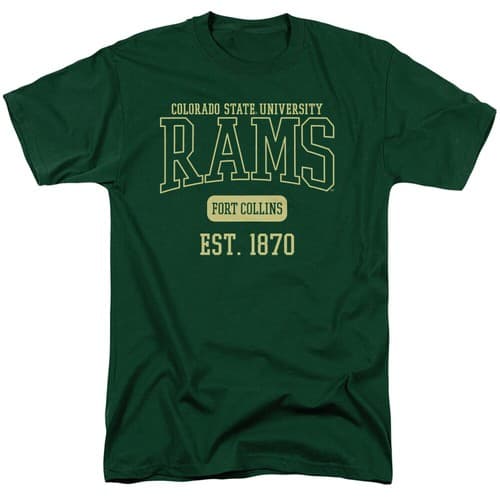 Colorado State University Adult T-Shirt Est. Date, Hunter Green, S-3XL — colorado-state fan gear