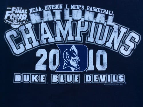 DUKE BLUE DEVILS Basketball 2010 FINAL 4 NCAA NAT'L CHAMPIONS T-Shirt sz L NWOT — duke fan gear