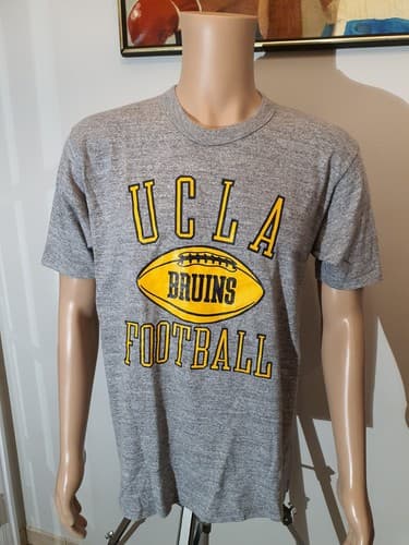 NWOT Vintage UCLA BRUINS FOOTBALL T Shirt L RAYON Heather Gray - So Soft — ucla fan gear
