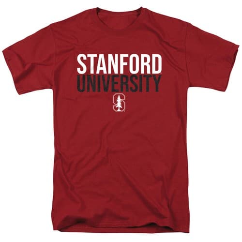 Stanford University Adult T-Shirt Stacked, Cardinal, S-3XL — stanford fan gear