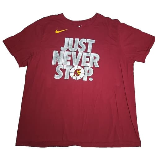 Nike USC Trojans Southern California University TShirt JUST NEVER STOP Size 2XL  — usc fan gear