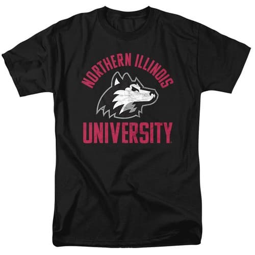 Northern Illinois University Adult T-Shirt Huskies Logo, Black, S-5XL — northern-illinois fan gear