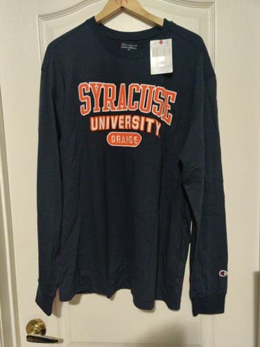 Men's Syracuse Orange Long Sleeve Navy Blue Embroidered T-shirt Size XL — syracuse fan gear