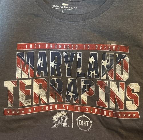 University of Maryland Terrapins T-Shirt Sz L Gray Colosseum Operation Hat Trick — maryland fan gear