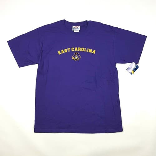 VTG East Carolina Pirates Mens Large Football NCAA College Purple Retro T Shirt — east-carolina fan gear