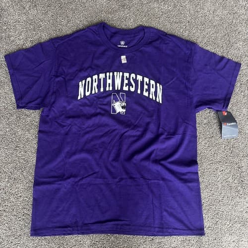Purple Northwestern Wildcats T Shirt NCAA College Football Mens Size L — northwestern fan gear