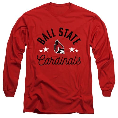 Ball State University Adult Long Sleeve T-Shirt Cardinals, Red, S-3XL — ball-state fan gear