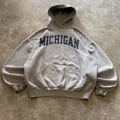 Michigan Wolverines Spell-Out Grey Heavyweight Hoodie — michigan fan gear
