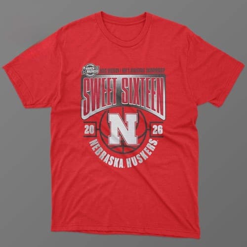 Nebraska Huskers Men's Basketball 2026 NCAA March Madness Sweet 16 T-Shirt — nebraska fan gear